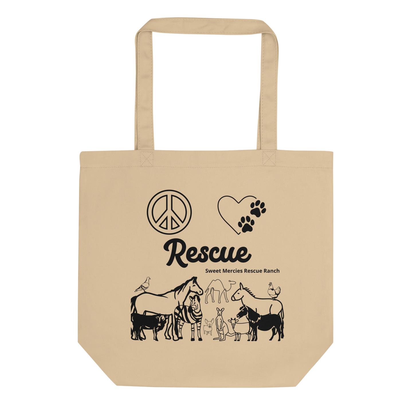 Peace, Love, Rescue - Sweet Mercies Rescue Ranch - Eco Tote Bag