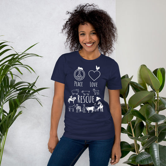 Peace, Love, Rescue All Animals Unisex t-shirt