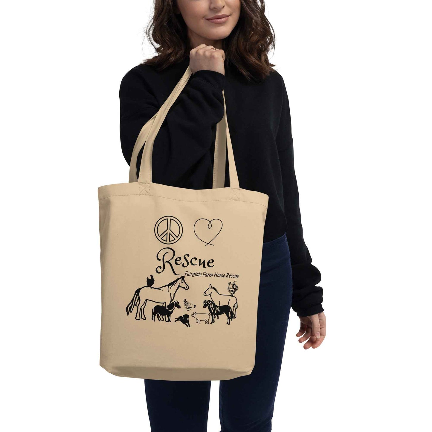 Peace, Love, Rescue - Fairytale Farm Horse Rescue - Eco Tote Bag - Redhead Creations