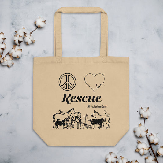 Peace, Love, Rescue - All Seated in a Barn - Eco Tote Bag