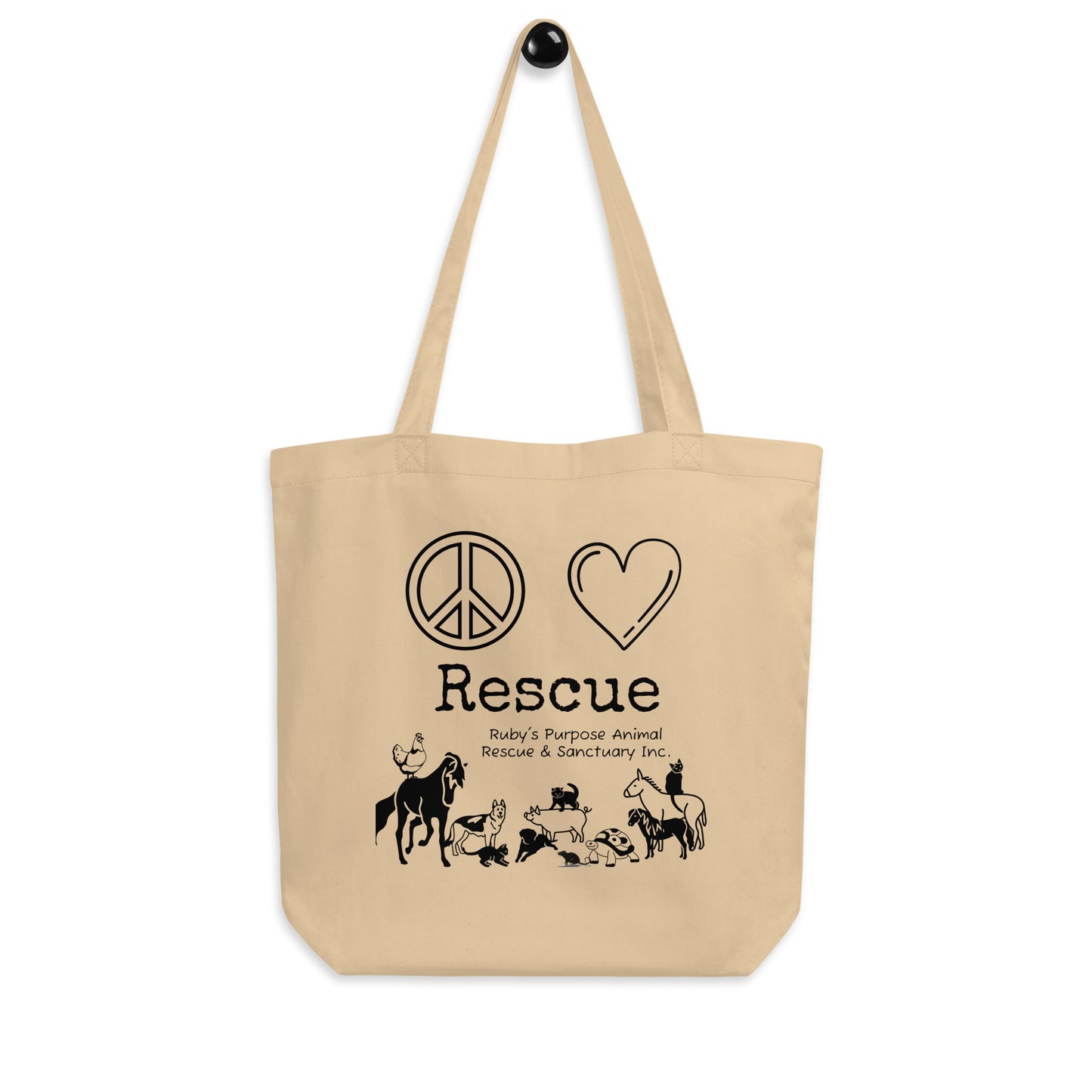 Peace, Love, Rescue - Ruby's Purpose - Eco Tote Bag