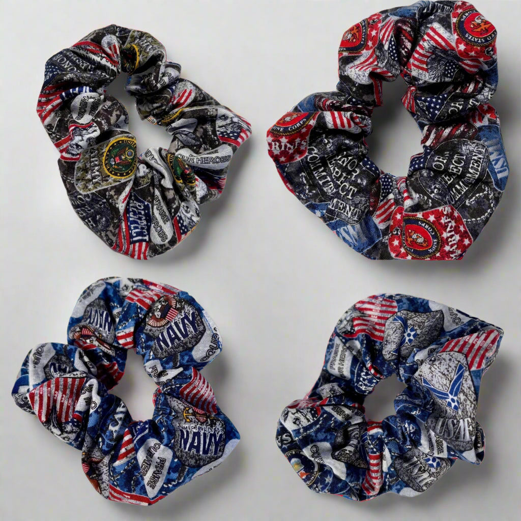 Patriotic and Military Branch Scrunchies