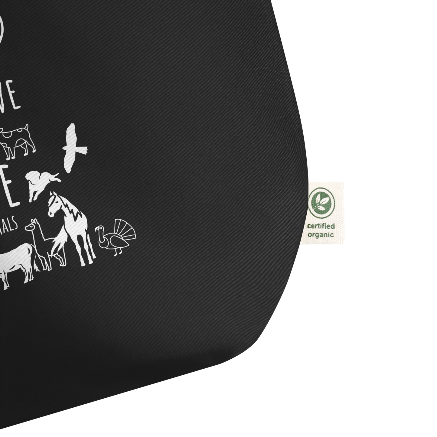 Peace, Love, Rescue All the Animals - large organic tote bag