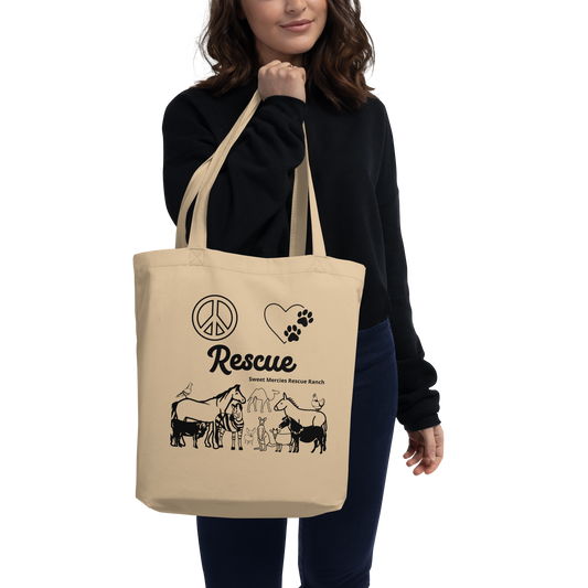 Peace, Love, Rescue - Sweet Mercies Rescue Ranch - Eco Tote Bag