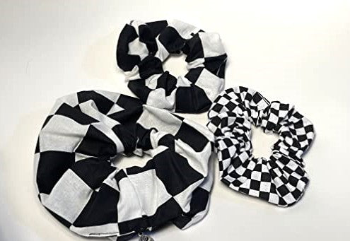 Black and White Checkered Scrunchies - Sew Many Things & More